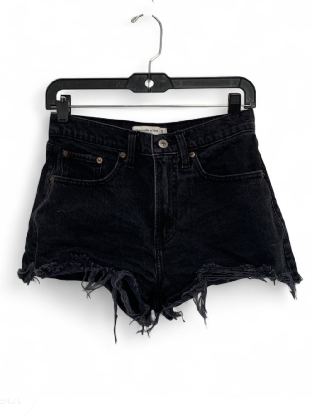 Abercrombie and Fitch Curve Love High-Rise Mom Black Distressed Denim Shorts